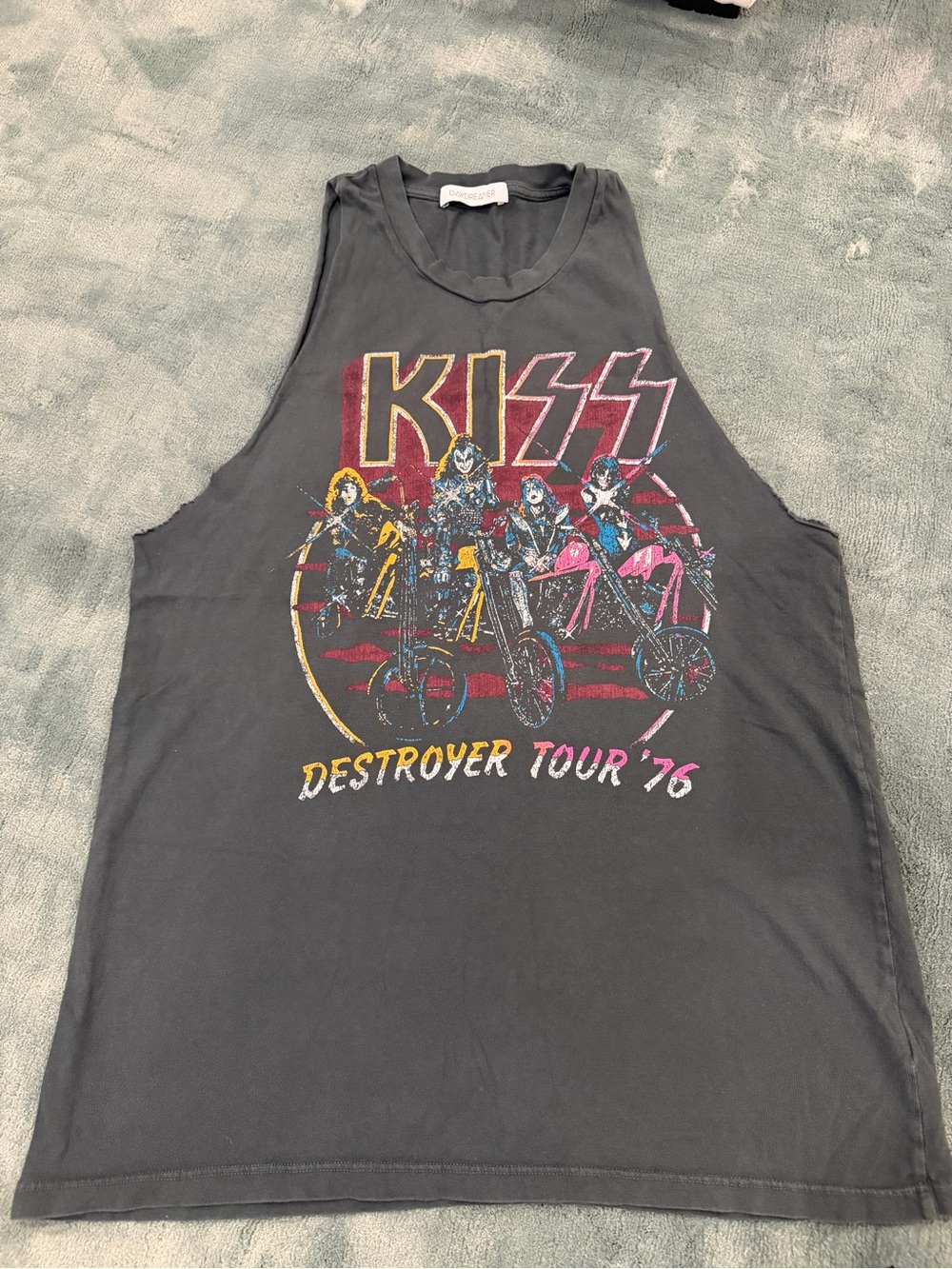 DAYDREAMER KISS Destroyer Tour '76 Black Graphic Oversized Muscle Tank/Dress